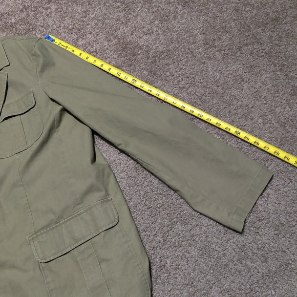 LL Bean Sport Coat Men 50 T Tan Blazer Safari Field Jacket Military Elbow Patch - Picture 8 of 8